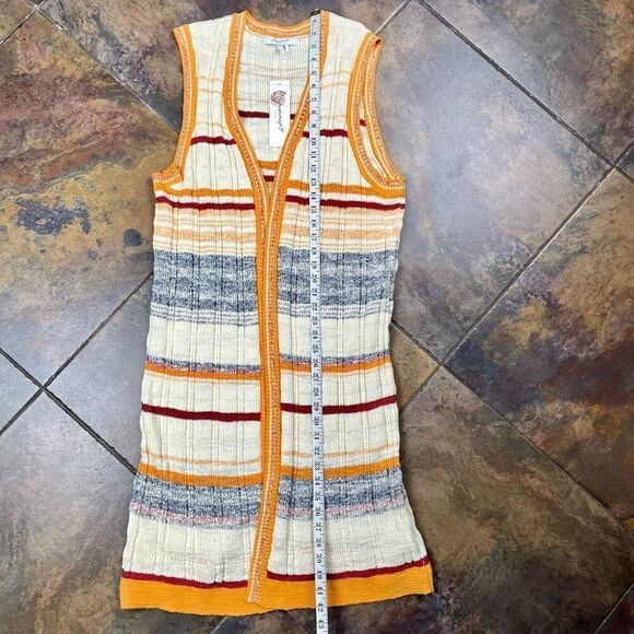 NWT Foxcroft New York Nico Textured Striped Open Front Long Vest Large - Picture 3 of 8
